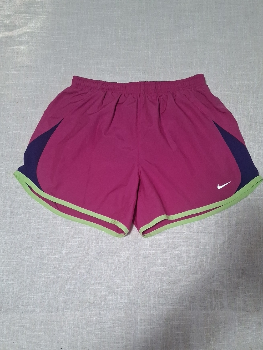 Nike Girls XL or Women's Small Magenta Running Shorts with Lime Trim